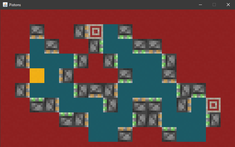 Screenshot of a red and blue level in Pistons